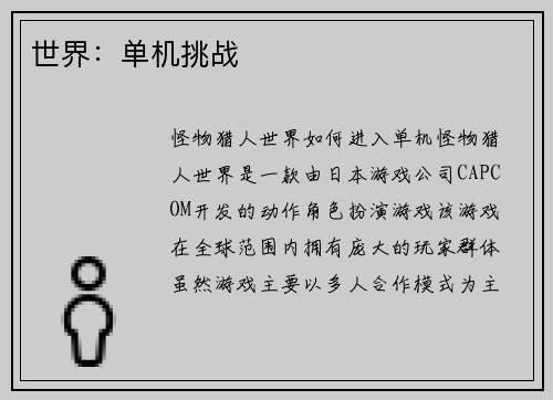 世界:单机挑战